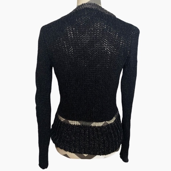 Duffy Wool Cashmere Metallic Cardigan Sweater - Picture 2 of 4